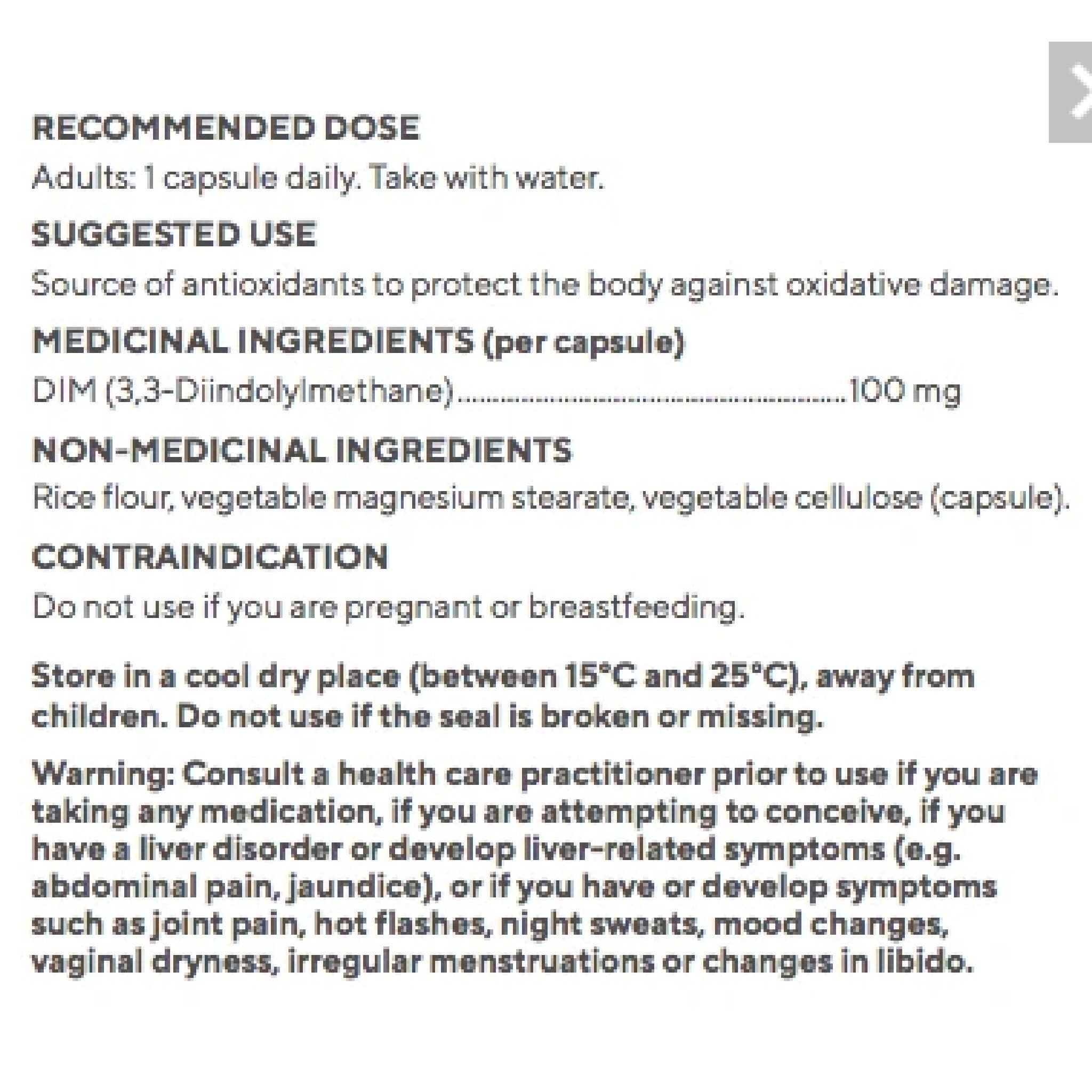 Raw Nutritional DIM 100mg 90 capsules | HERC'S Nutrition Canada