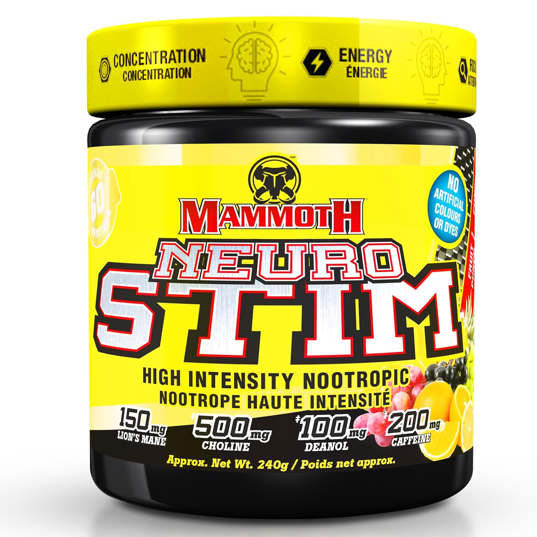 Mammoth Neuro Stim 60 serving Fruit Punch | HERC'S Nutrition Canada