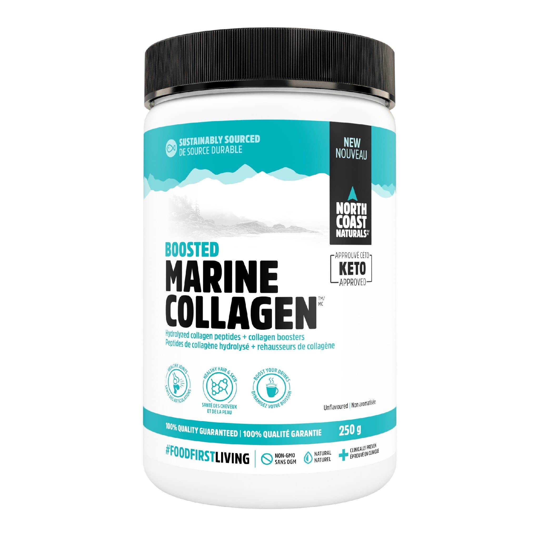 North Coast Naturals Boosted Marine Collagen 250g Unflavored | HERC'S Nutrition Canada