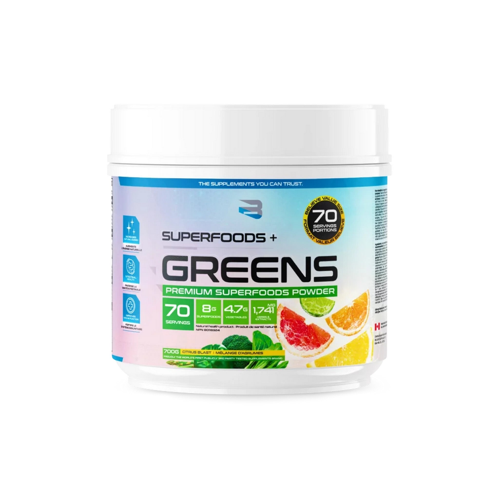 Believe Supplements Superfoods + Greens 70 serving