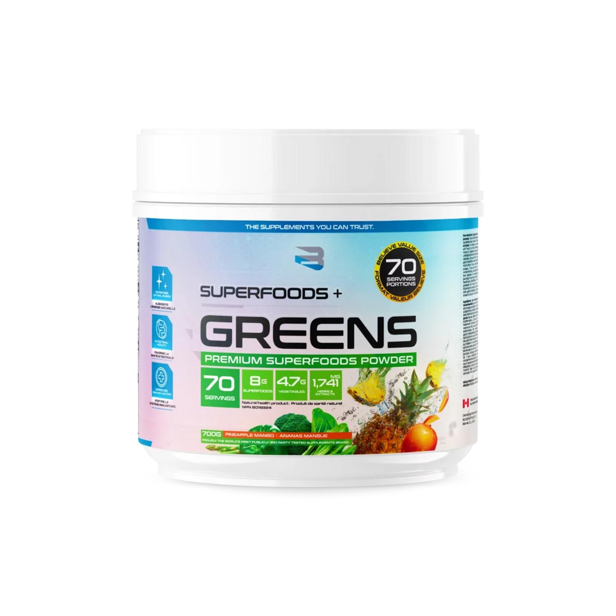 Believe Supplements Superfoods + Greens 70 serving