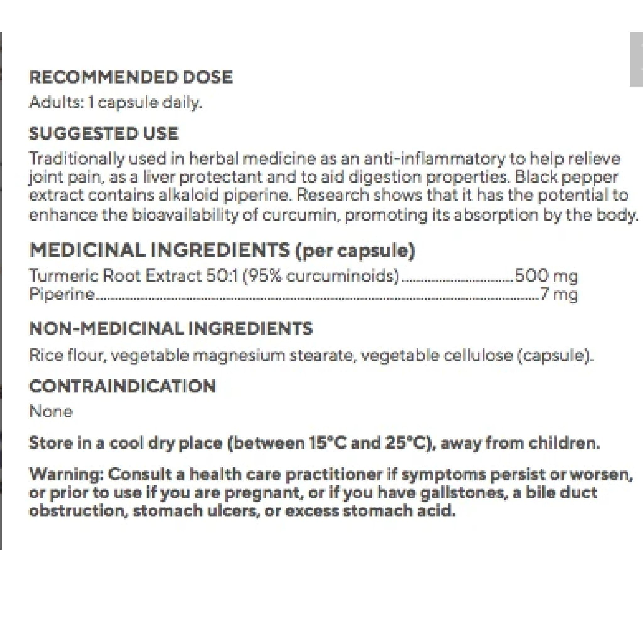Raw Nutritional Turmeric Curcuma 60 capsules | HERC'S Nutrition Canada