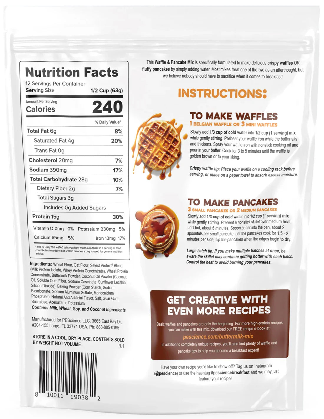 PEScience Protein Waffle & Pancake Mix 12 serving
