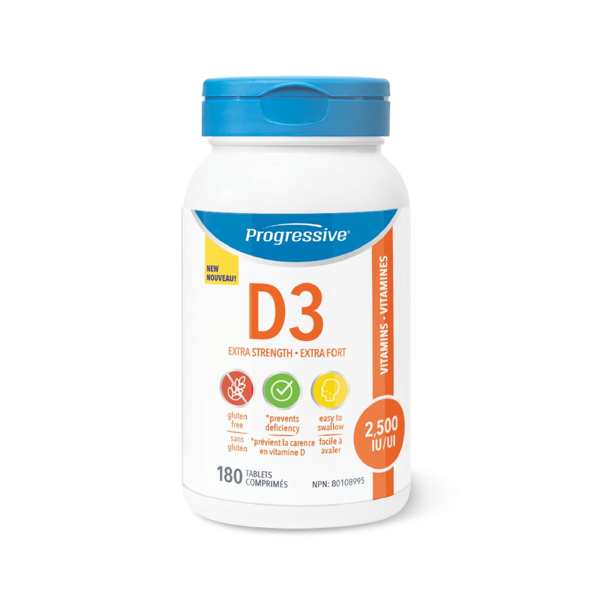 Progressive Vitamin D3 Extra Strength 2500iu 180 tablets