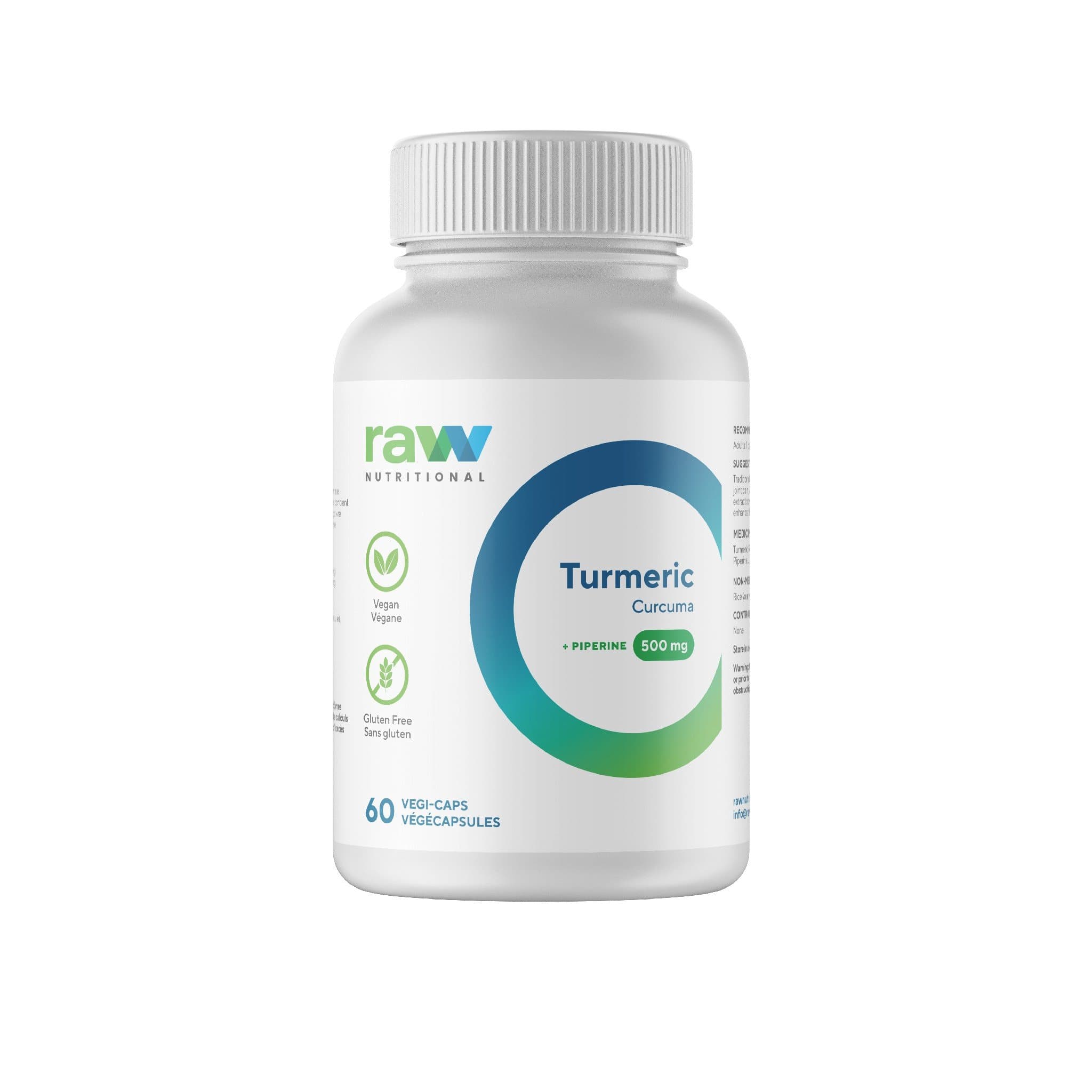 Raw Nutritional Turmeric Curcuma 60 capsules | HERC'S Nutrition Canada