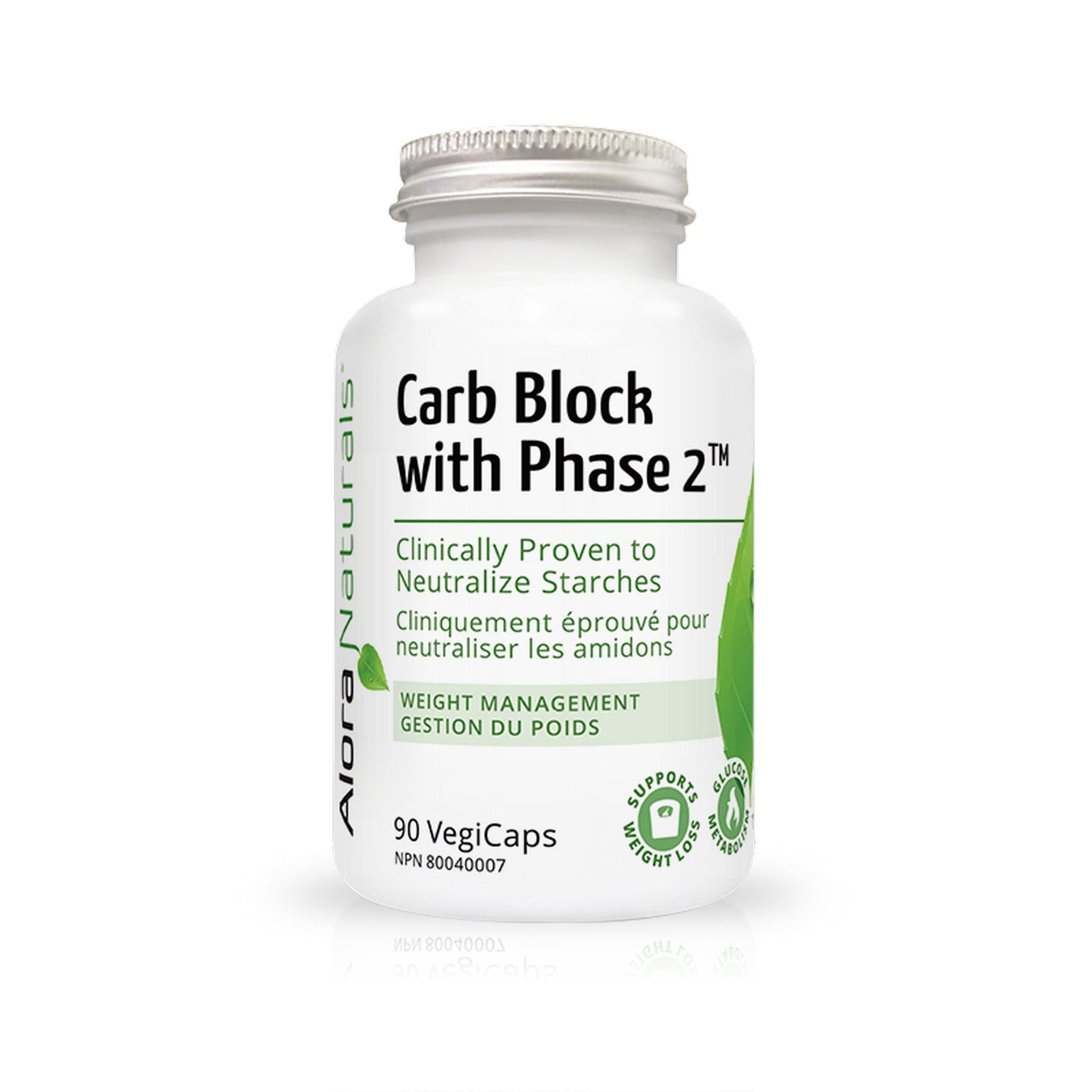 Alora Naturals Carb-Block avec des capsules Phase2 90