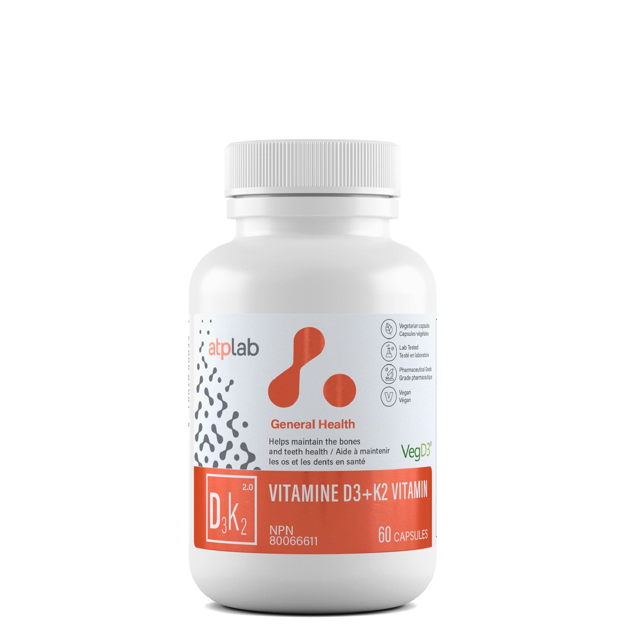 ATP Lab Vitamine D3+K2 60 gélules