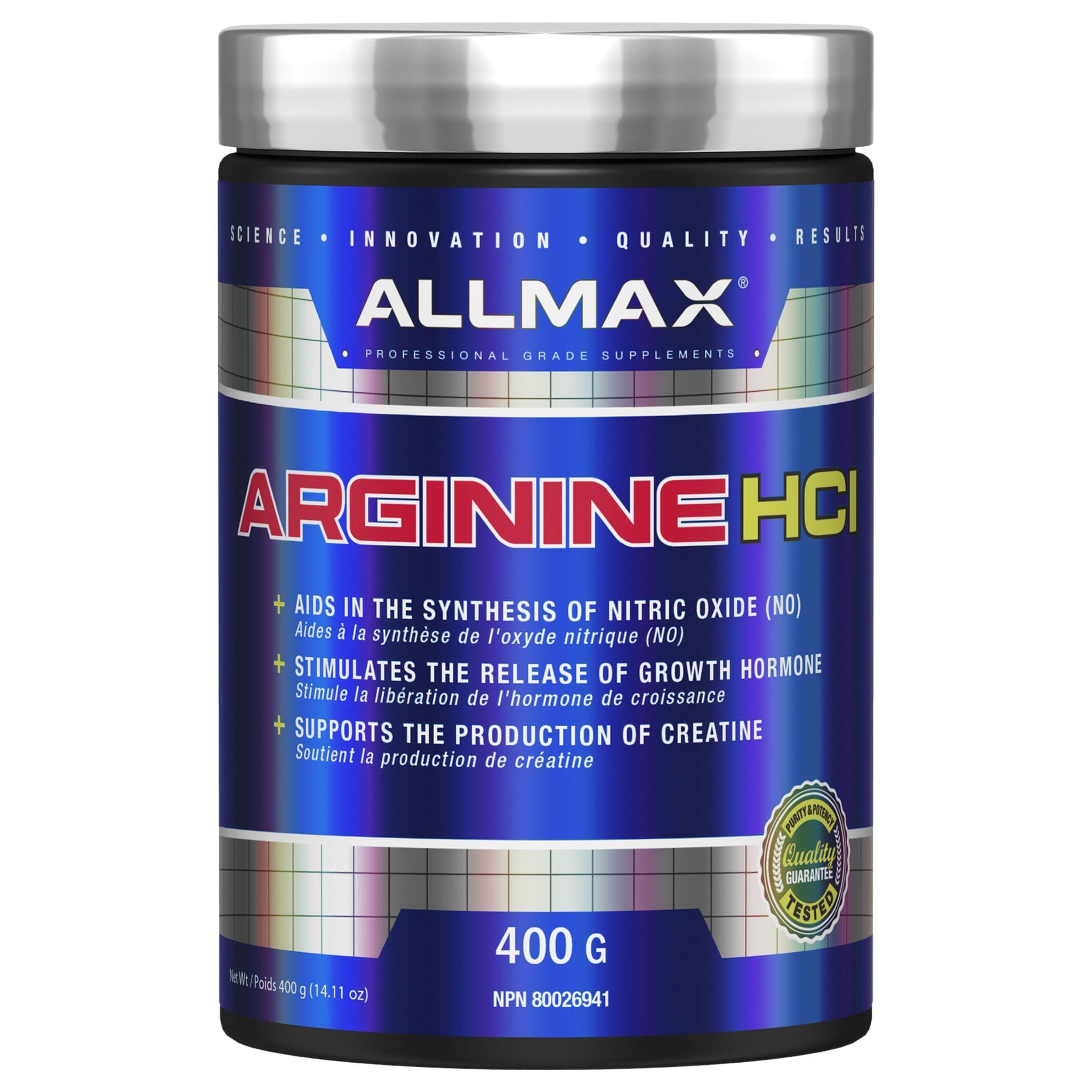 Allmax Arginine HCL 400g | HERC'S Nutrition Canada