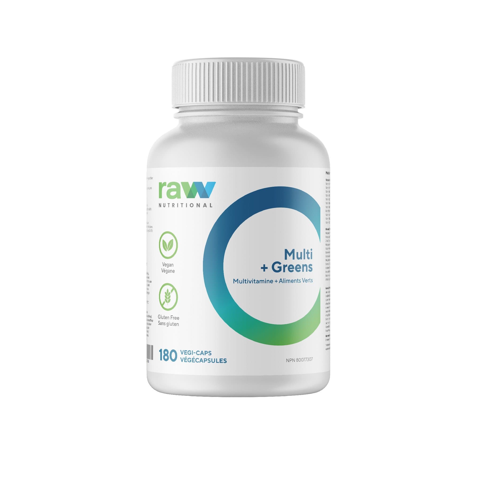 Raw Nutritional Multi + Greens 180 capsules | HERC'S Nutrition Canada