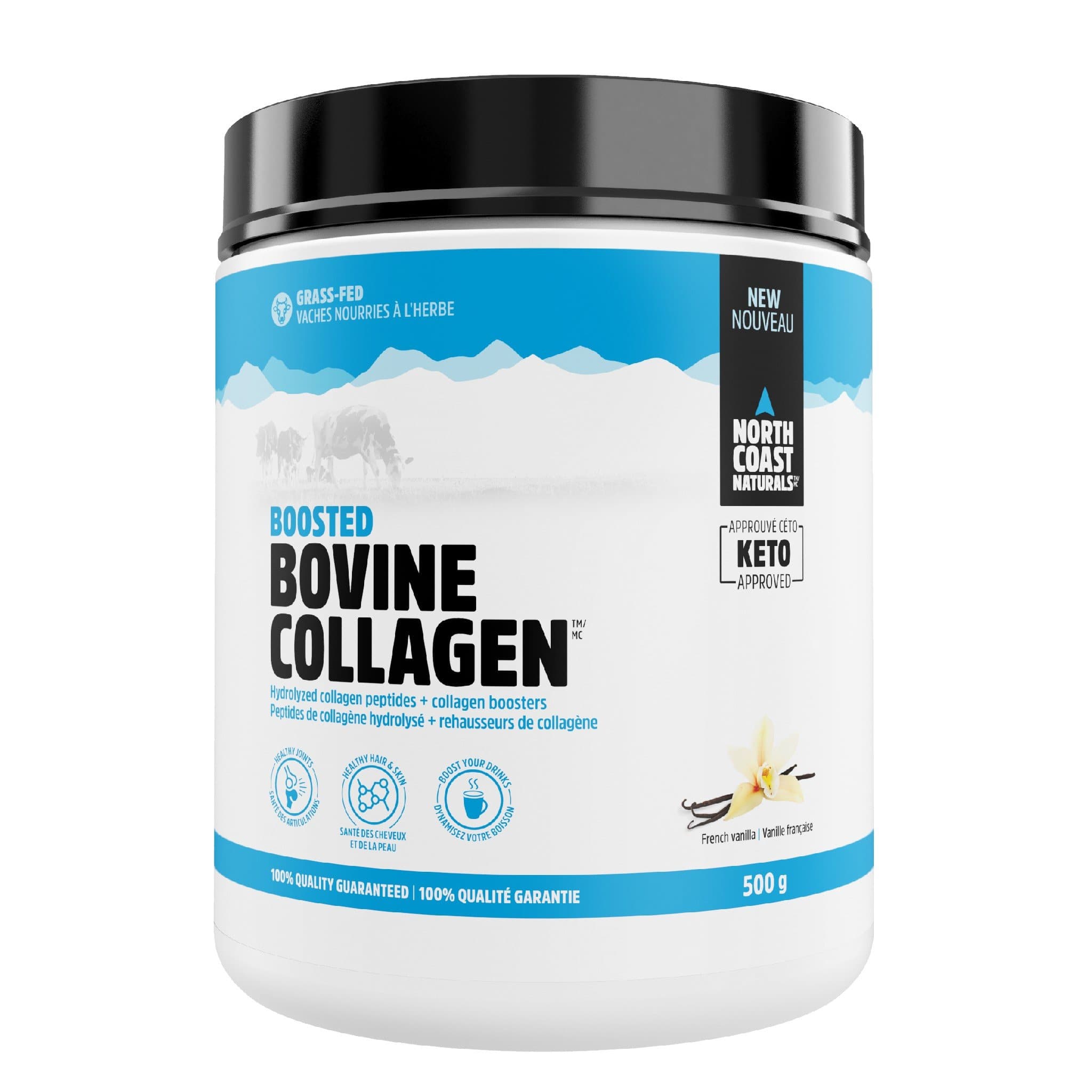 North Coast Naturals Boosted Bovine Collagen 500g Natural French Vanilla | HERC'S Nutrition Canada